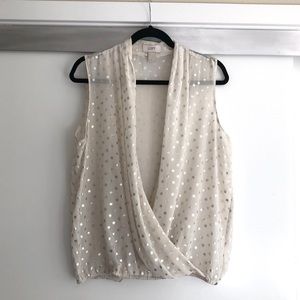 LOFT Metallic Polka dot blouse - M - Never Worn